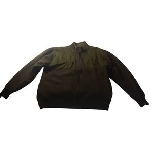 Orvis Wool Full‎ Zip Jacket Olive Green L Plaid Lining Outdoors Heritage Style